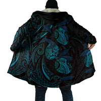 Hawaiian Mango Tribal Tattoo Cloak Teal Pacific Traditional Pattern