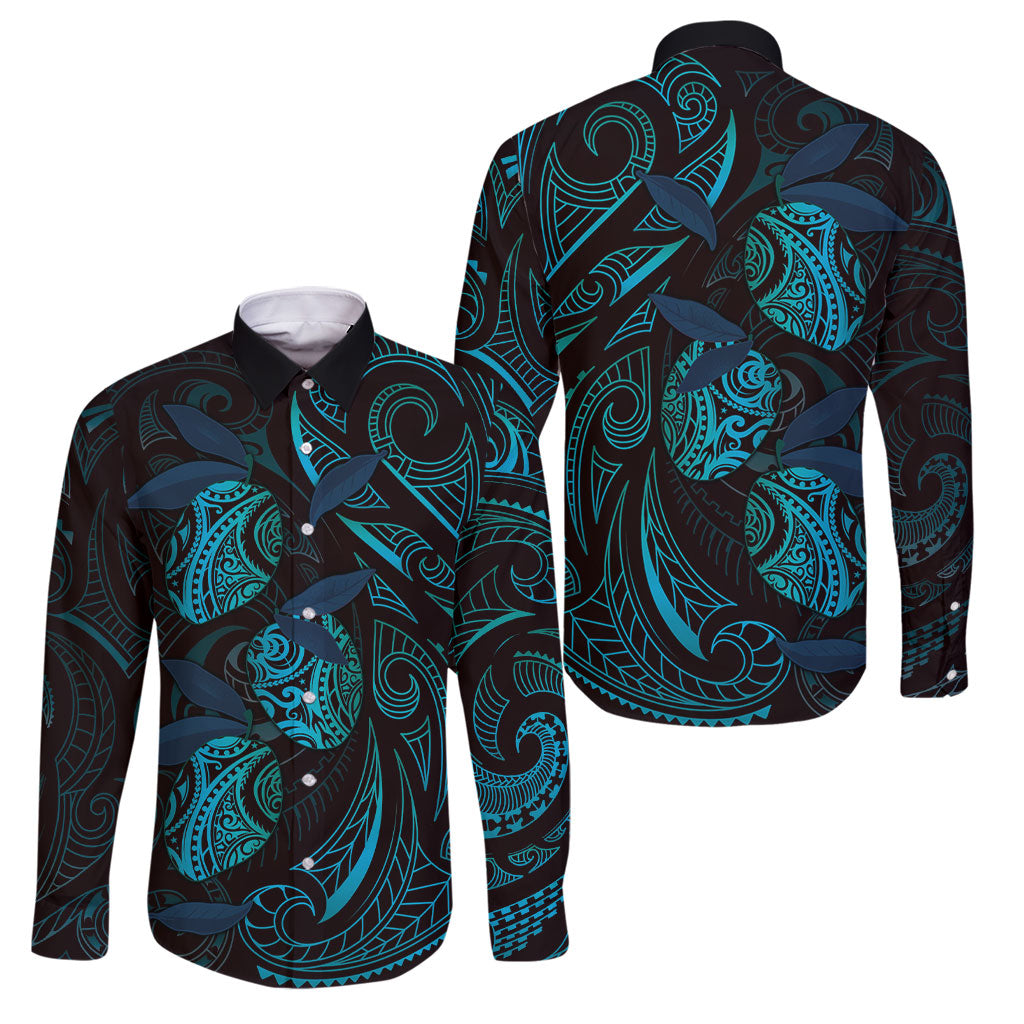 Hawaiian Mango Tribal Tattoo Family Matching Mermaid Dress and Hawaiian Shirt Teal Pacific Traditional Pattern