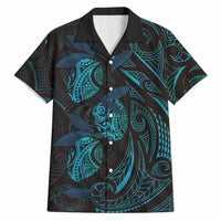 Hawaiian Mango Tribal Tattoo Hawaiian Shirt Teal Pacific Traditional Pattern