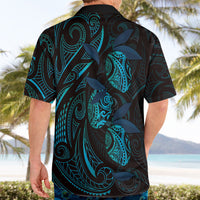 Hawaiian Mango Tribal Tattoo Hawaiian Shirt Teal Pacific Traditional Pattern