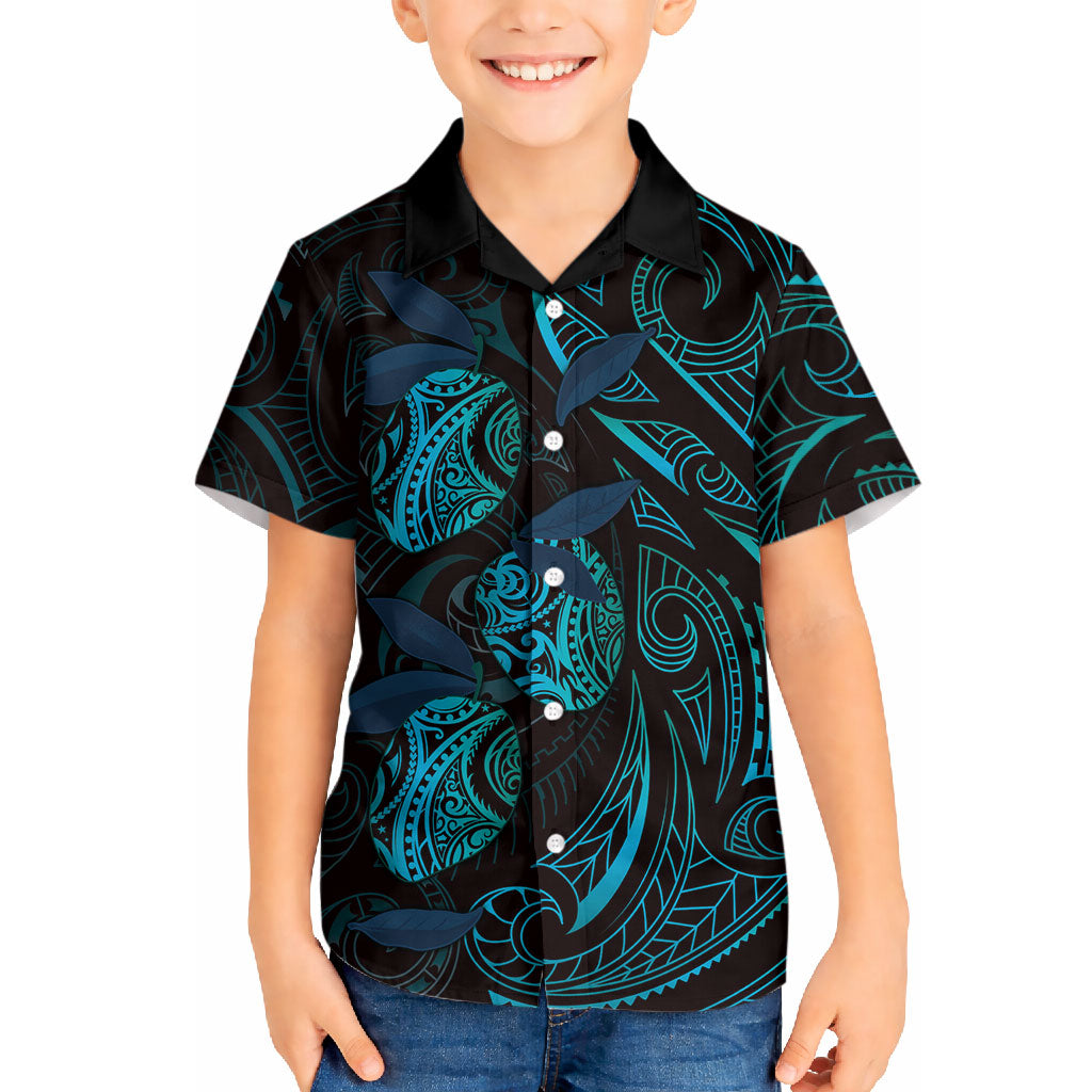 Hawaiian Mango Tribal Tattoo Hawaiian Shirt Teal Pacific Traditional Pattern