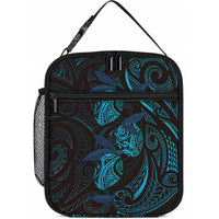 Hawaiian Mango Tribal Tattoo Lunch Bag Teal Pacific Traditional Pattern LT9 10.2 × 8.3 × 4.3 inch Teal - Polynesian Pride