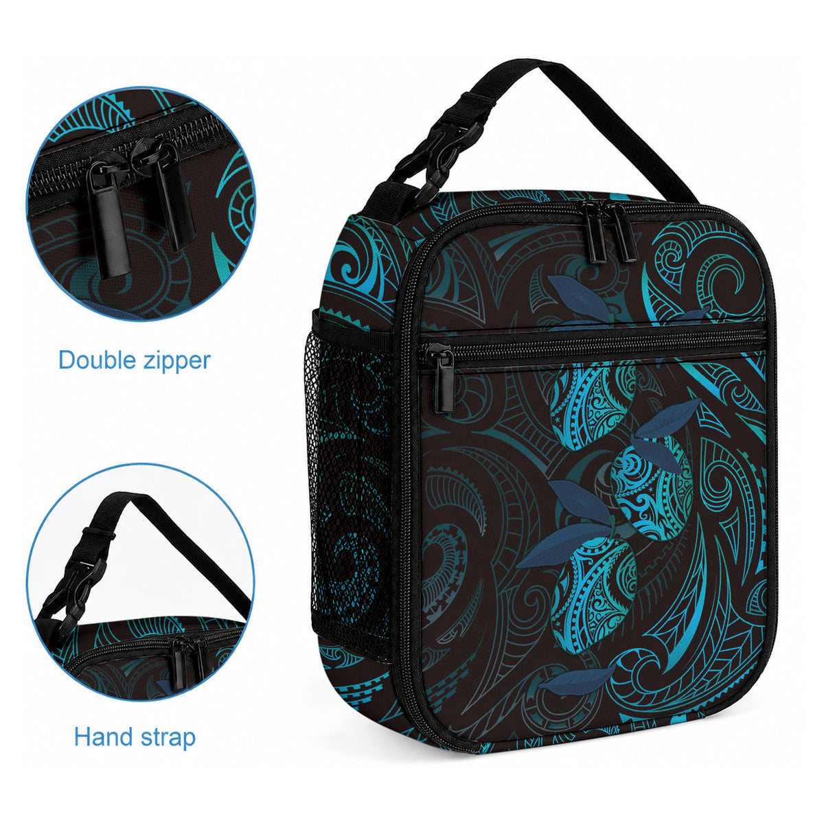 Hawaiian Mango Tribal Tattoo Lunch Bag Teal Pacific Traditional Pattern LT9 - Polynesian Pride