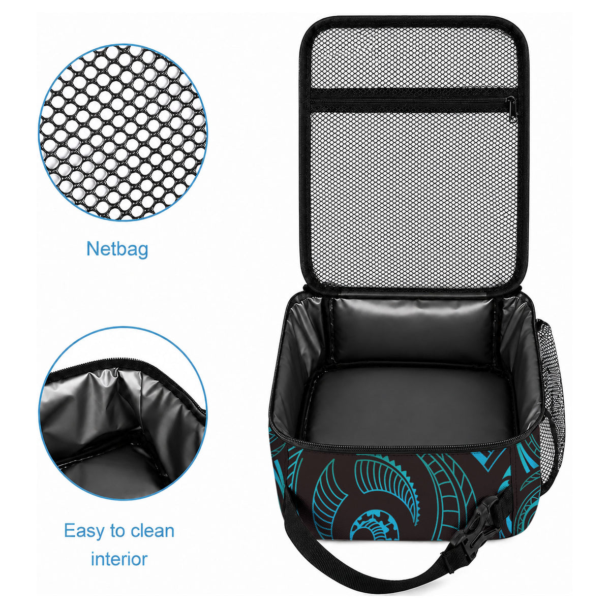 Hawaiian Mango Tribal Tattoo Lunch Bag Teal Pacific Traditional Pattern LT9 - Polynesian Pride