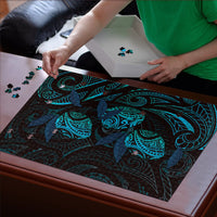 Hawaiian Mango Tribal Tattoo Puzzle Teal Pacific Traditional Pattern