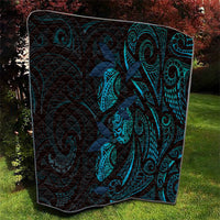 Hawaiian Mango Tribal Tattoo Quilt Teal Pacific Traditional Pattern