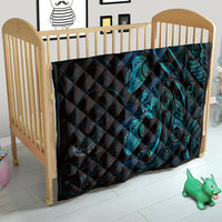 Hawaiian Mango Tribal Tattoo Quilt Teal Pacific Traditional Pattern