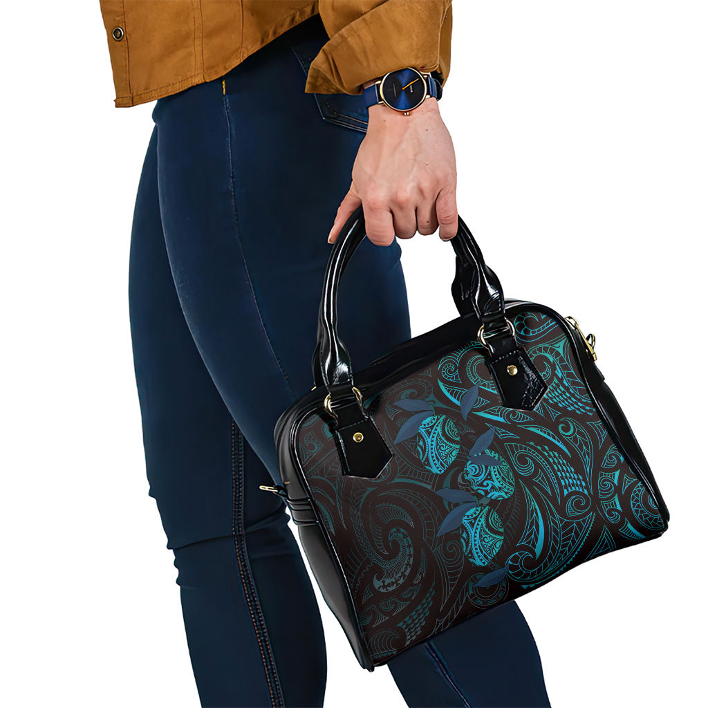 Hawaiian Mango Tribal Tattoo Shoulder Handbag Teal Pacific Traditional Pattern