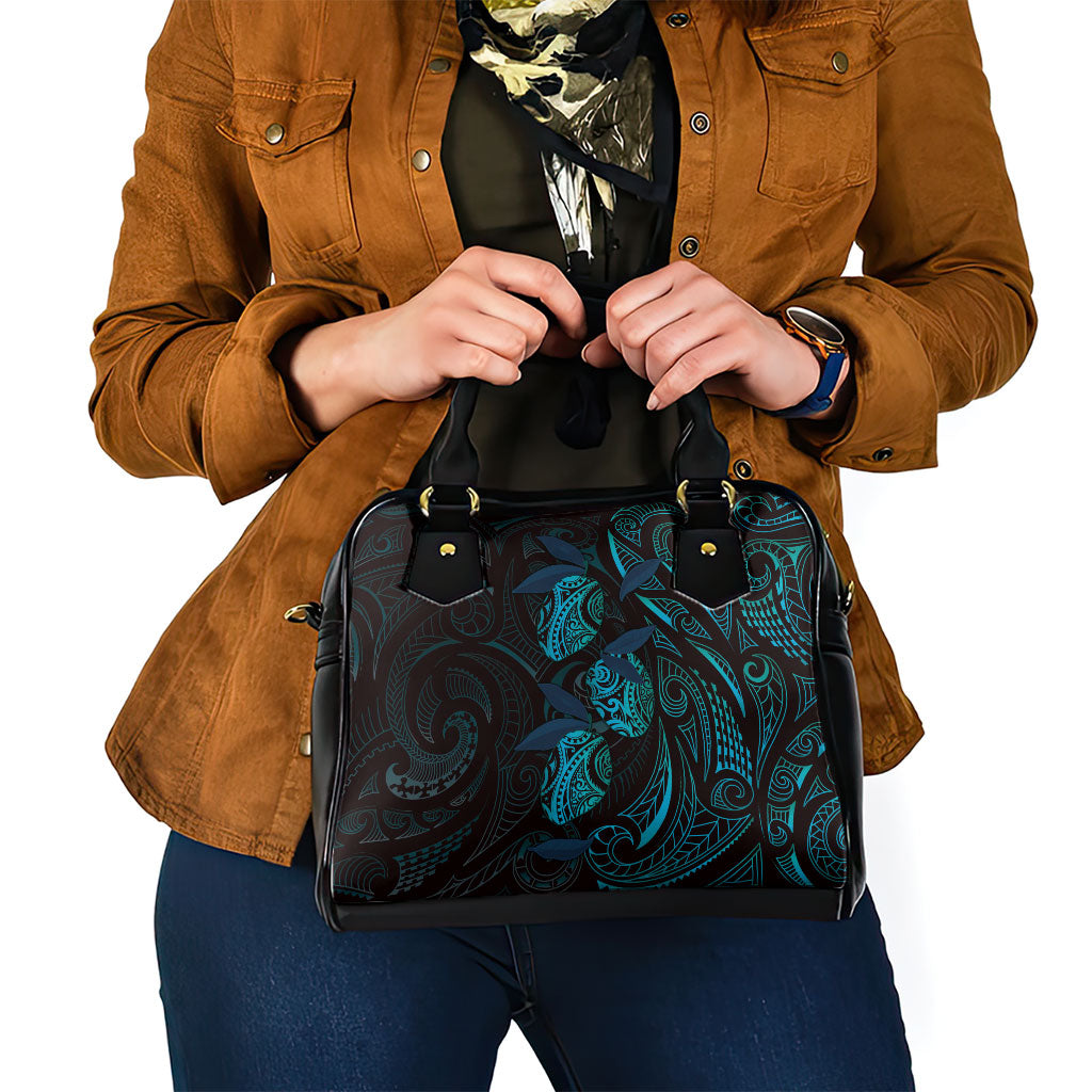 Hawaiian Mango Tribal Tattoo Shoulder Handbag Teal Pacific Traditional Pattern