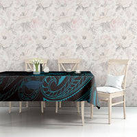 Hawaiian Mango Tribal Tattoo Tablecloth Teal Pacific Traditional Pattern