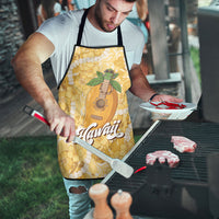 Hawaiian Mango Ukulele Apron Retro Yellow Hibiscus Pikake Lei