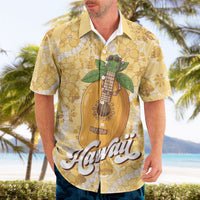 Hawaiian Mango Ukulele Hawaiian Shirt Retro Yellow Hibiscus Pikake Lei