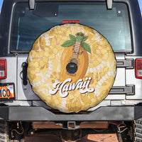 Hawaiian Mango Ukulele Spare Tire Cover Retro Yellow Hibiscus Pikake Lei