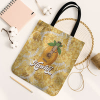 Hawaiian Mango Ukulele Tote Bag Retro Yellow Hibiscus Pikake Lei