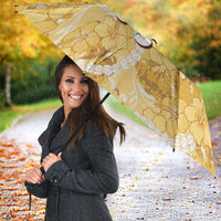 Hawaiian Mango Ukulele Umbrella Retro Yellow Hibiscus Pikake Lei