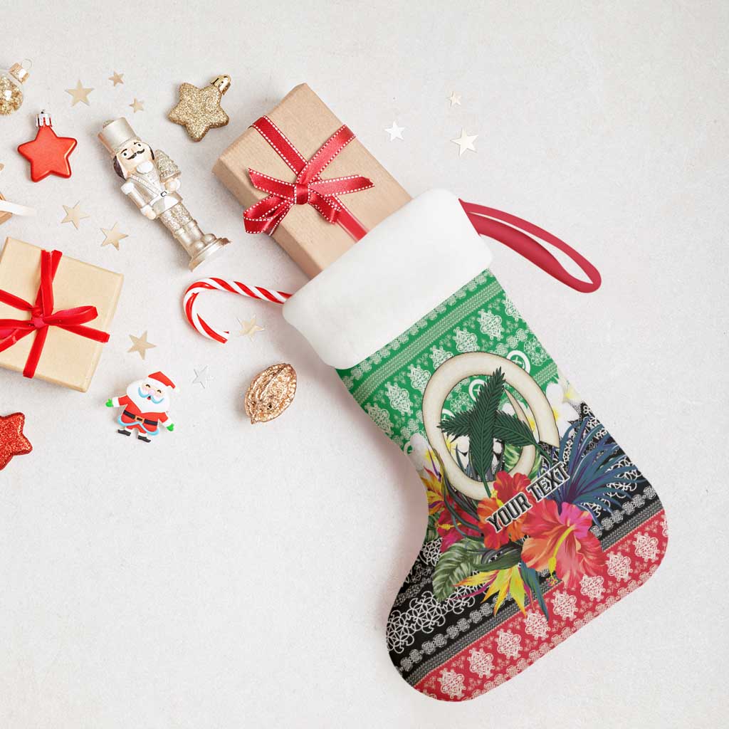 Personalised Vanuatu Joyeux Noel Christmas Stocking Proud To Be a Ni-Van Sand Drawing Art - Polynesian Pride