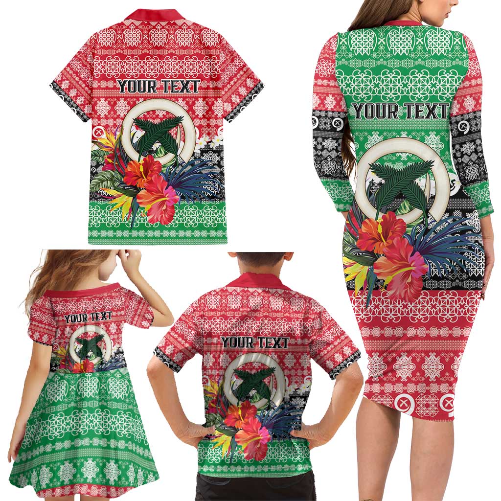 Personalised Vanuatu Joyeux Noel Family Matching Long Sleeve Bodycon Dress and Hawaiian Shirt Proud To Be a Ni-Van Sand Drawing Art LT9 - Polynesian Pride