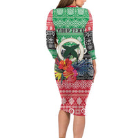 Personalised Vanuatu Joyeux Noel Family Matching Long Sleeve Bodycon Dress and Hawaiian Shirt Proud To Be a Ni-Van Sand Drawing Art LT9 - Polynesian Pride