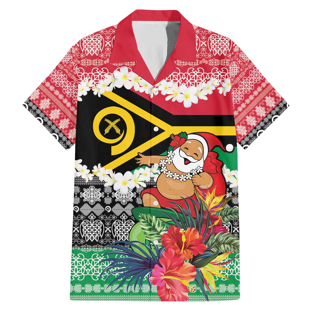 Personalised Vanuatu Joyeux Noel Family Matching Mermaid Dress and Hawaiian Shirt Proud To Be a Ni-Van Sand Drawing Art LT9 Dad's Shirt - Short Sleeve Red - Polynesian Pride