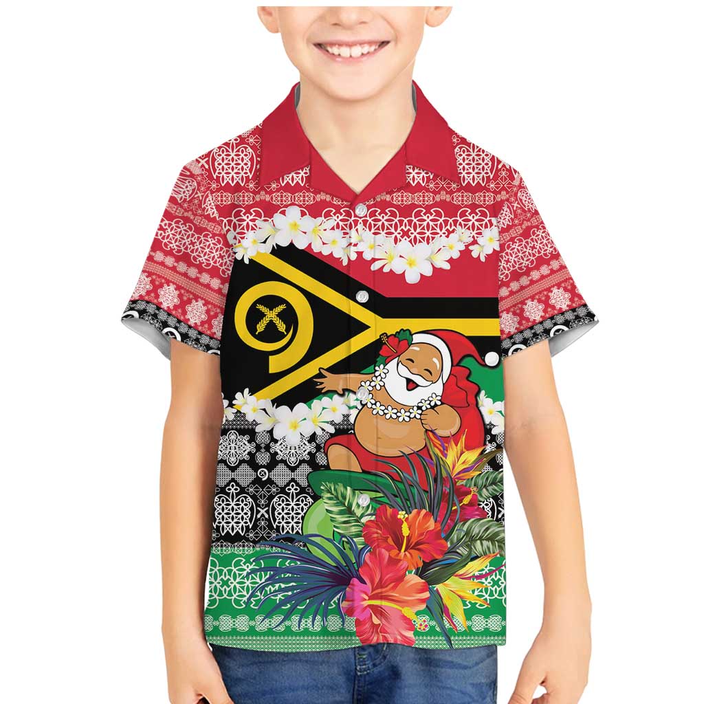 Personalised Vanuatu Joyeux Noel Family Matching Mermaid Dress and Hawaiian Shirt Proud To Be a Ni-Van Sand Drawing Art LT9 Son's Shirt Red - Polynesian Pride