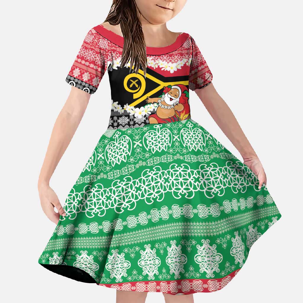 Personalised Vanuatu Joyeux Noel Family Matching Off Shoulder Maxi Dress and Hawaiian Shirt Proud To Be a Ni-Van Sand Drawing Art LT9 Daughter's Dress Red - Polynesian Pride
