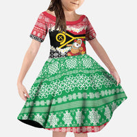 Personalised Vanuatu Joyeux Noel Family Matching Off Shoulder Maxi Dress and Hawaiian Shirt Proud To Be a Ni-Van Sand Drawing Art LT9 Daughter's Dress Red - Polynesian Pride