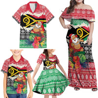 Personalised Vanuatu Joyeux Noel Family Matching Off Shoulder Maxi Dress and Hawaiian Shirt Proud To Be a Ni-Van Sand Drawing Art LT9 - Polynesian Pride