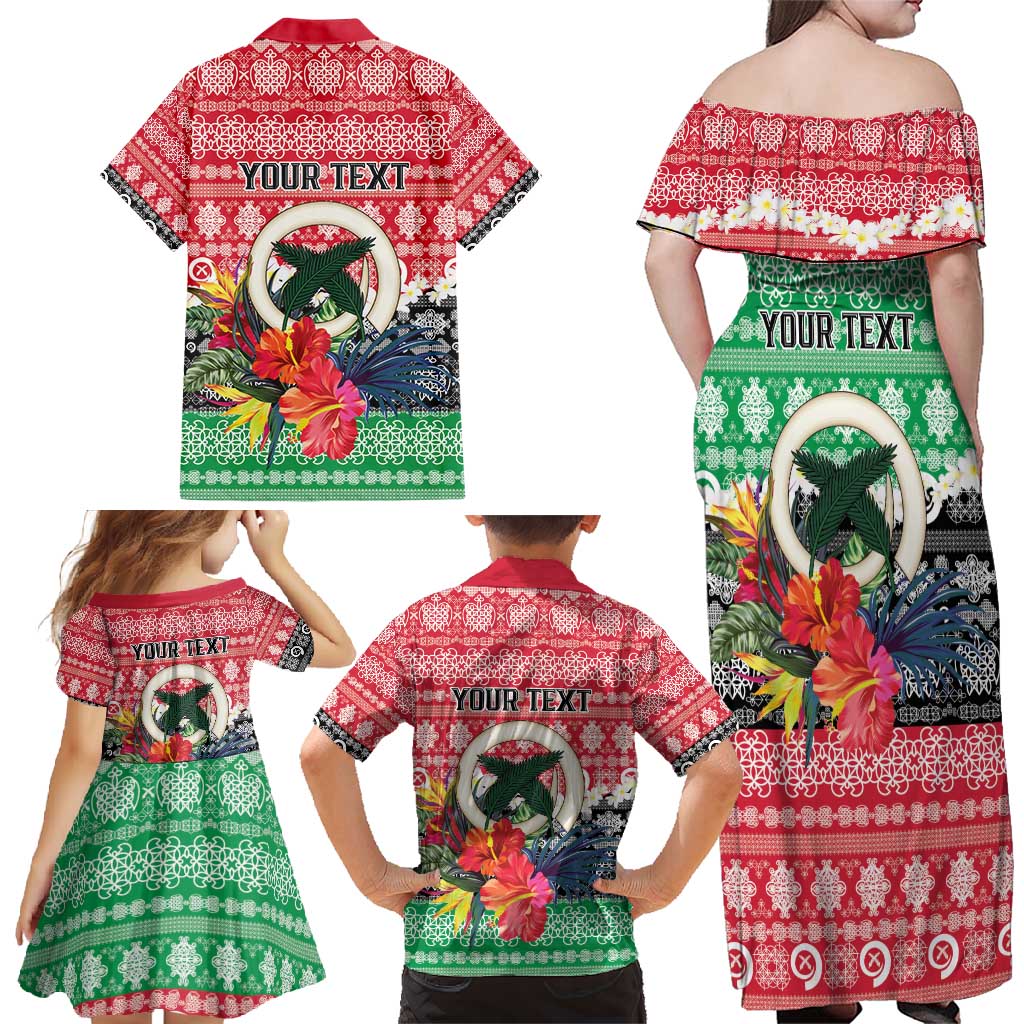 Personalised Vanuatu Joyeux Noel Family Matching Off Shoulder Maxi Dress and Hawaiian Shirt Proud To Be a Ni-Van Sand Drawing Art LT9 - Polynesian Pride