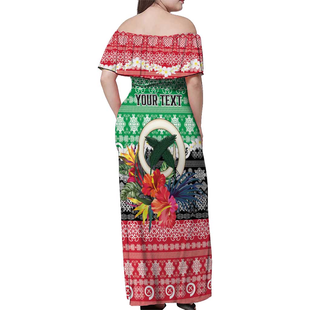 Personalised Vanuatu Joyeux Noel Family Matching Off Shoulder Maxi Dress and Hawaiian Shirt Proud To Be a Ni-Van Sand Drawing Art LT9 - Polynesian Pride