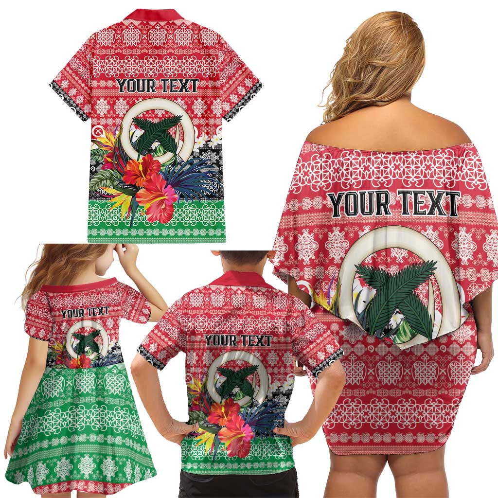 Personalised Vanuatu Joyeux Noel Family Matching Off Shoulder Short Dress and Hawaiian Shirt Proud To Be a Ni-Van Sand Drawing Art LT9 - Polynesian Pride