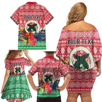 Personalised Vanuatu Joyeux Noel Family Matching Off Shoulder Short Dress and Hawaiian Shirt Proud To Be a Ni-Van Sand Drawing Art LT9 - Polynesian Pride