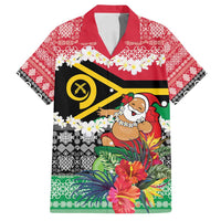 Personalised Vanuatu Joyeux Noel Family Matching Off Shoulder Short Dress and Hawaiian Shirt Proud To Be a Ni-Van Sand Drawing Art LT9 Dad's Shirt - Short Sleeve Red - Polynesian Pride