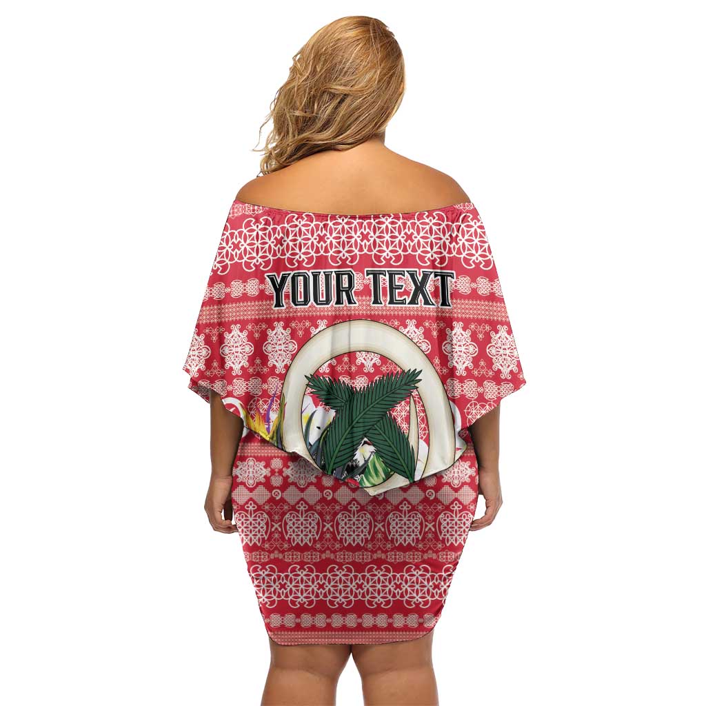 Personalised Vanuatu Joyeux Noel Family Matching Off Shoulder Short Dress and Hawaiian Shirt Proud To Be a Ni-Van Sand Drawing Art LT9 - Polynesian Pride