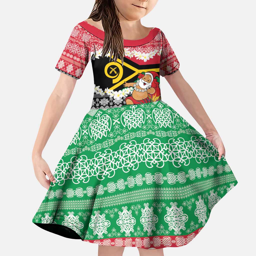 Personalised Vanuatu Joyeux Noel Family Matching Puletasi and Hawaiian Shirt Proud To Be a Ni-Van Sand Drawing Art LT9 Daughter's Dress Red - Polynesian Pride