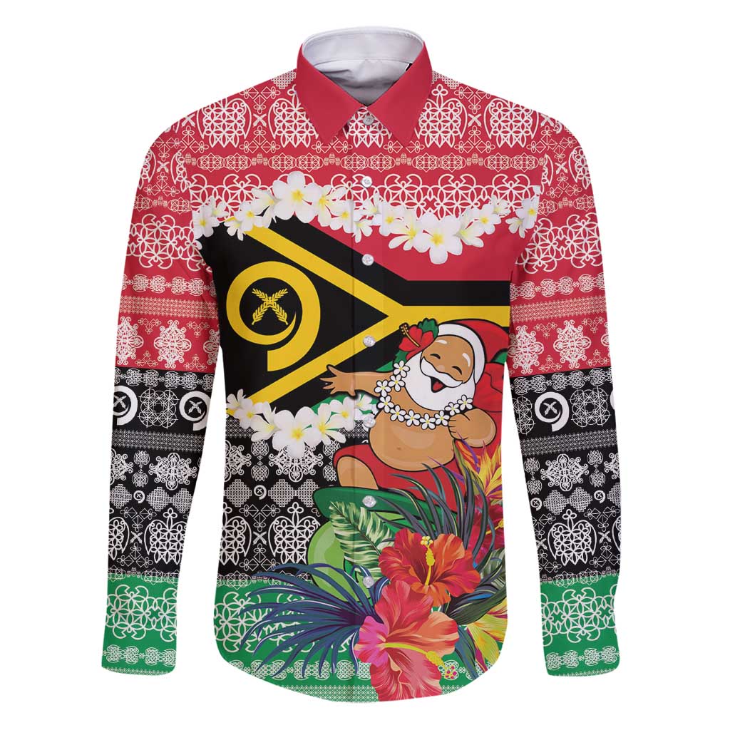 Personalised Vanuatu Joyeux Noel Family Matching Puletasi and Hawaiian Shirt Proud To Be a Ni-Van Sand Drawing Art LT9 Dad's Shirt - Long Sleeve Red - Polynesian Pride