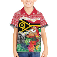 Personalised Vanuatu Joyeux Noel Family Matching Puletasi and Hawaiian Shirt Proud To Be a Ni-Van Sand Drawing Art LT9 Son's Shirt Red - Polynesian Pride