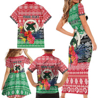 Personalised Vanuatu Joyeux Noel Family Matching Short Sleeve Bodycon Dress and Hawaiian Shirt Proud To Be a Ni-Van Sand Drawing Art LT9 - Polynesian Pride