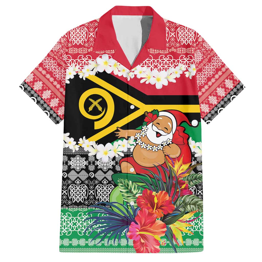 Personalised Vanuatu Joyeux Noel Family Matching Short Sleeve Bodycon Dress and Hawaiian Shirt Proud To Be a Ni-Van Sand Drawing Art LT9 Dad's Shirt - Short Sleeve Red - Polynesian Pride