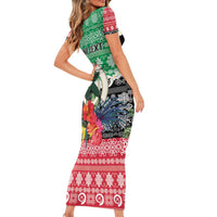 Personalised Vanuatu Joyeux Noel Family Matching Short Sleeve Bodycon Dress and Hawaiian Shirt Proud To Be a Ni-Van Sand Drawing Art LT9 - Polynesian Pride