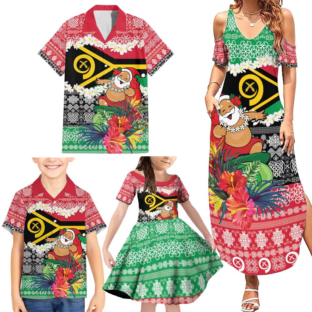 Personalised Vanuatu Joyeux Noel Family Matching Summer Maxi Dress and Hawaiian Shirt Proud To Be a Ni-Van Sand Drawing Art LT9 - Polynesian Pride