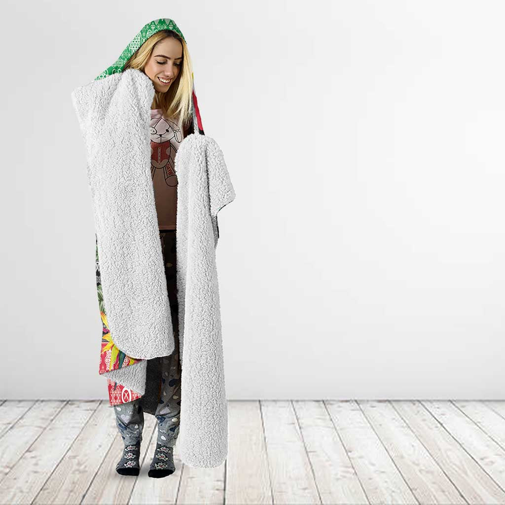 Personalised Vanuatu Joyeux Noel Hooded Blanket Proud To Be a Ni-Van Sand Drawing Art - Polynesian Pride