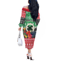 Personalised Vanuatu Joyeux Noel Off The Shoulder Long Sleeve Dress Proud To Be a Ni-Van Sand Drawing Art - Polynesian Pride