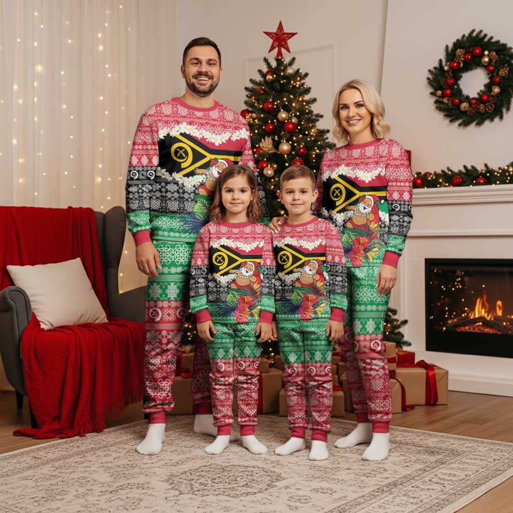 Personalised Vanuatu Joyeux Noel Christmas Pajama Set Proud To Be a Ni-Van Sand Drawing Art - Polynesian Pride