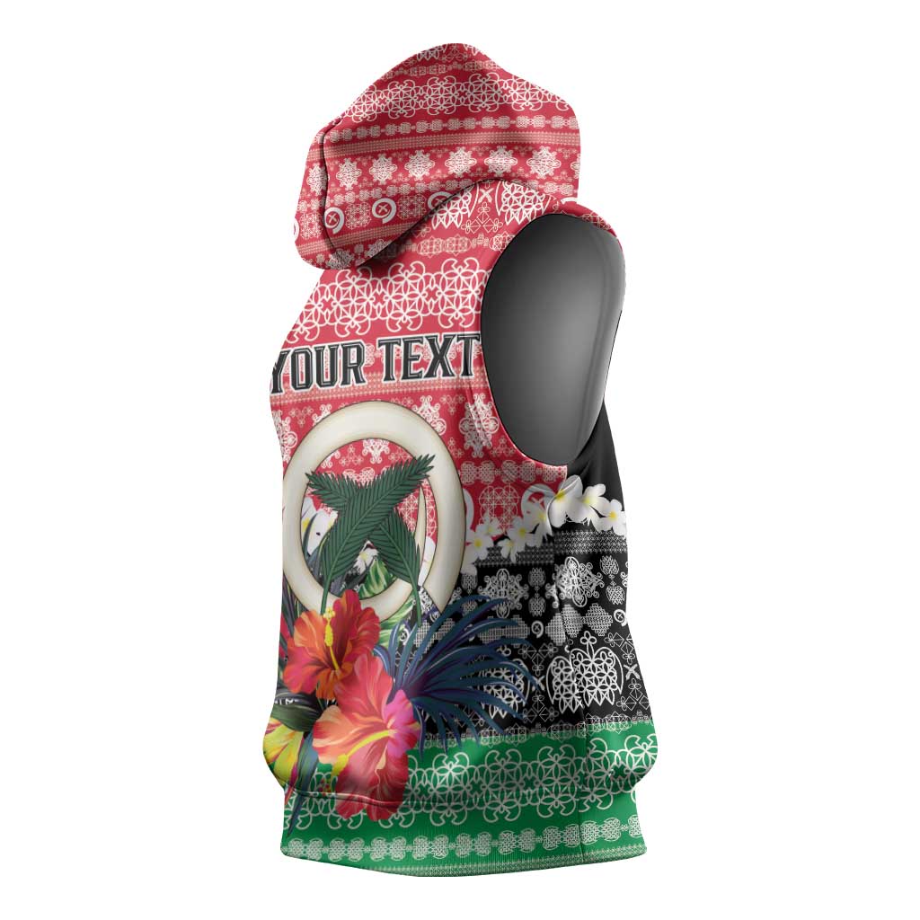 Personalised Vanuatu Joyeux Noel Sleeveless Hoodie Proud To Be a Ni-Van Sand Drawing Art - Polynesian Pride