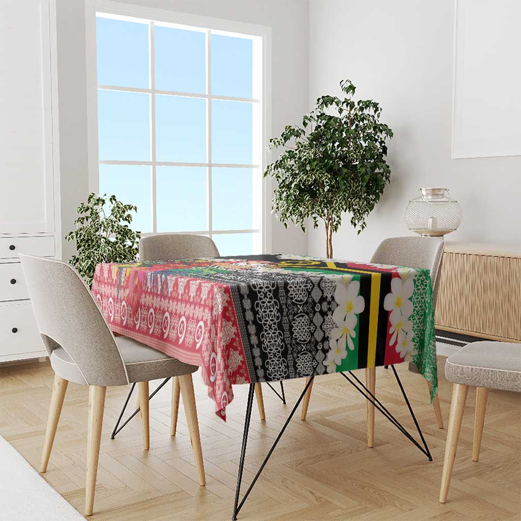 Personalised Vanuatu Joyeux Noel Tablecloth Proud To Be a Ni-Van Sand Drawing Art - Polynesian Pride