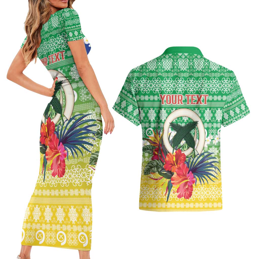 Personalised Malampa Joyeux Noel Couples Matching Short Sleeve Bodycon Dress and Hawaiian Shirt Proud To Be a Ni-Van Sand Drawing Art LT9 - Polynesian Pride