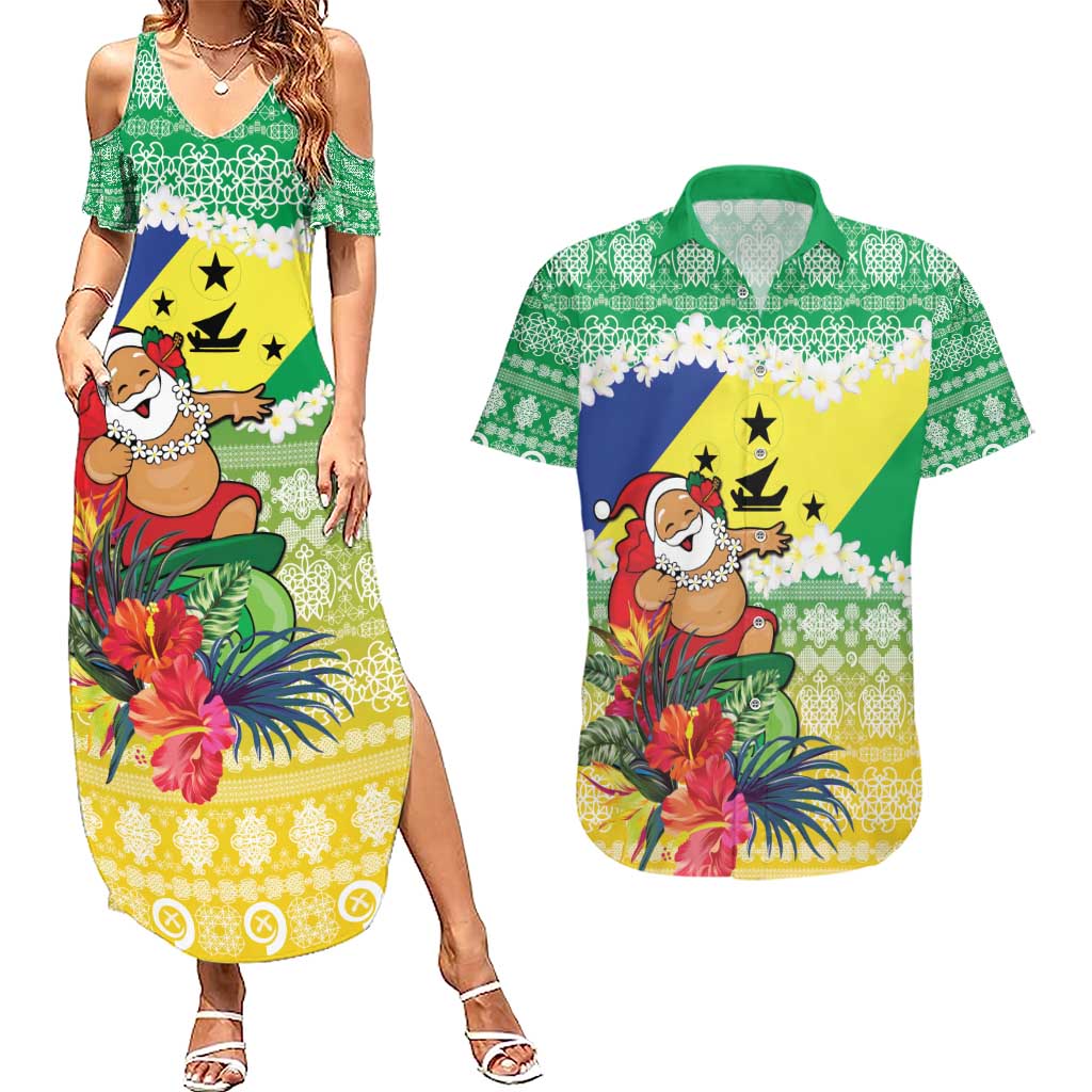 Personalised Malampa Joyeux Noel Couples Matching Summer Maxi Dress and Hawaiian Shirt Proud To Be a Ni-Van Sand Drawing Art LT9 Lime - Polynesian Pride