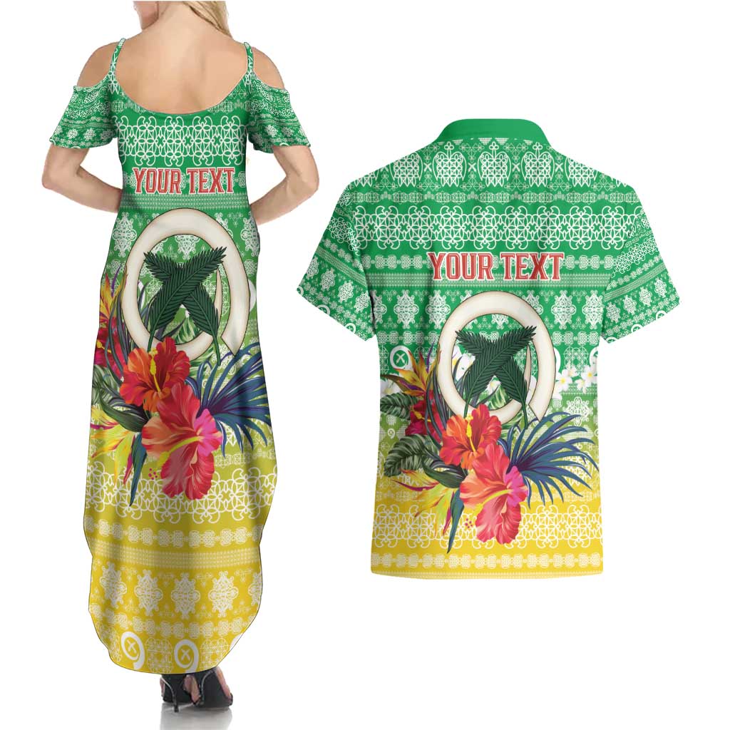Personalised Malampa Joyeux Noel Couples Matching Summer Maxi Dress and Hawaiian Shirt Proud To Be a Ni-Van Sand Drawing Art LT9 - Polynesian Pride