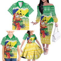 Personalised Malampa Joyeux Noel Family Matching Off The Shoulder Long Sleeve Dress and Hawaiian Shirt Proud To Be a Ni-Van Sand Drawing Art LT9 - Polynesian Pride