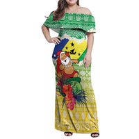 Personalised Malampa Joyeux Noel Family Matching Off Shoulder Maxi Dress and Hawaiian Shirt Proud To Be a Ni-Van Sand Drawing Art LT9 Mom's Dress Lime - Polynesian Pride